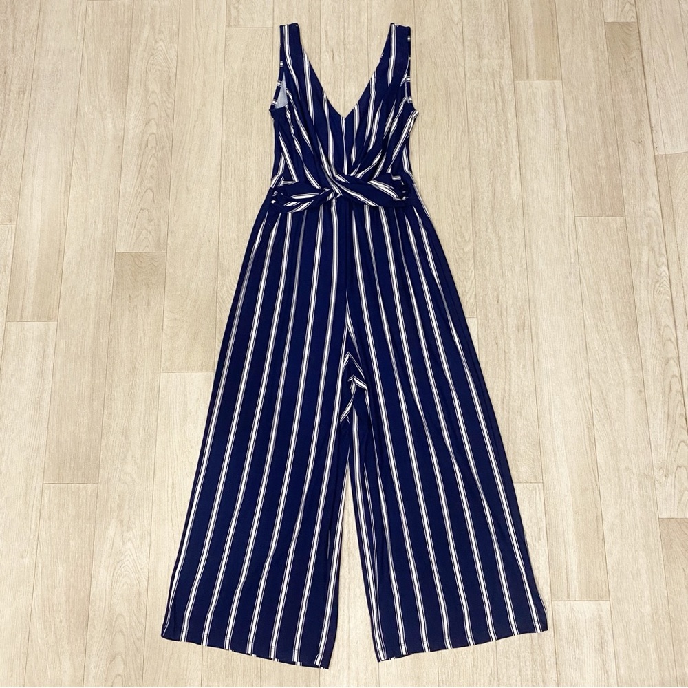 Candie’s Blue & White Striped Jumpsuit Size Small